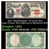 1907 $5 Large Size Legal Tender Note "WoodChopper"