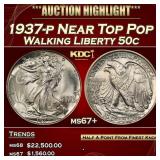 1937-p Walking Liberty Half Dollar Near Top Pop 50