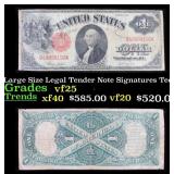 1917 $1 Large Size Legal Tender Note Grades vf+ Si