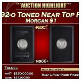 1892-o Morgan Dollar Toned Near Top Pop $1 ms66+ S