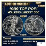 1939 Proof Walking Liberty Half Dollar TOP POP! 50