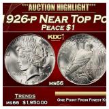 1926-p Peace Dollar Near Top Pop $1 ms66 SEGS