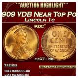 1909 VDB Lincoln Cent Near Top Pop 1c ms67+ rd SEG