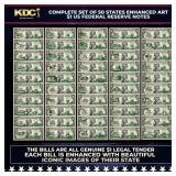 Complete Set of 50 States Enhanced Art $1 US Feder
