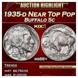 1935-d Buffalo Nickel Near Top Pop 5c ms66+ SEGS