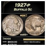 1927-p Buffalo Nickel 5c Grades ms65+
