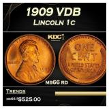 1909 VDB Lincoln Cent 1c Grades ms66 rd