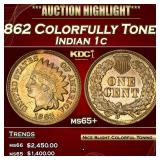 1862 Indian Cent Colorfully Toned 1c ms65+ SEGS