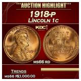 1918-p Lincoln Cent 1c ms66 rd SEGS