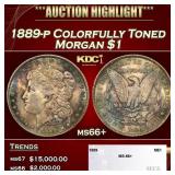 1889-p Morgan Dollar Colorfully Toned $1 ms66+ SEG