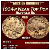 1934-p Buffalo Nickel Near Top Pop 5c ms66+ SEGS