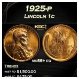1925-p Lincoln Cent 1c ms66+ rd SEGS