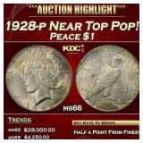 1928-p Peace Dollar Near Top Pop! $1 ms66 SEGS