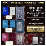 1986-1988 US Mint Prestige Proof Sets - 19 Coins,
