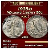 1935-d Walking Liberty Half Dollar 50c ms65+ SEGS