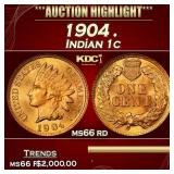 1904 Indian Cent . 1c ms66 rd SEGS