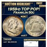 1959-d Franklin Half Dollar TOP POP! 50c ms67 SEGS