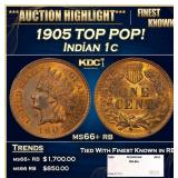 1905 Indian Cent TOP POP! 1c ms66+ rb SEGS