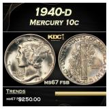 1940-d Mercury Dime 10c ms67 fsb SEGS