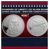 Founders of Liberty 1 oz Silver Round - James Madi