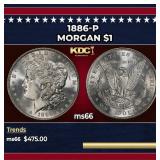 1886-p Morgan Dollar $1 Grades ms66