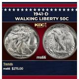 1941-d Walking Liberty Half Dollar 50c Grades ms66