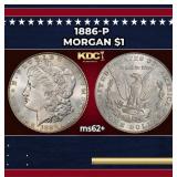 1886-p Morgan Dollar $1 Grades ms62+