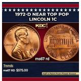 1972-d Lincoln Cent Near Top Pop 1c ms67 rd SEGS