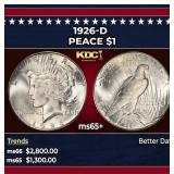 1926-d Peace Dollar $1 ms65+ SEGS