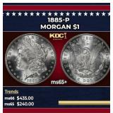 1885-p Morgan Dollar $1 Grades ms65+