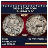 1936-s Buffalo Nickel TOP POP! 5c ms67+ SEGS