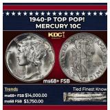 1940-p Mercury Dime TOP POP! 10c ms68+ FSB SEGS