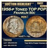 1956-p Franklin Half Dollar Toned TOP POP! 50c ms6