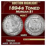 1894-s Morgan Dollar Toned $1 ms63 USCG