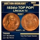 1934-d Lincoln Cent TOP POP! 1c ms67+ rd SEGS