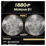 1880-p Morgan Dollar $1 Grades ms65+