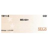 1911-s Gold Indian Half Eagle $5 ms64+ SEGS