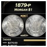 1879-p Morgan Dollar $1 Grades ms63+