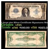 1923 $1 large size Silver Certificate Grades vf+ S