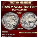 1929-p Buffalo Nickel Near Top Pop 5c ms66+ SEGS
