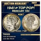 1941-p Mercury Dime TOP POP! 10c ms68+ FSB SEGS