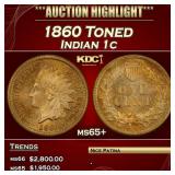 1860 Indian Cent Toned 1c ms65+ SEGS