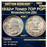 1932-p Washington Quarter Toned TOP POP! 25c ms67+