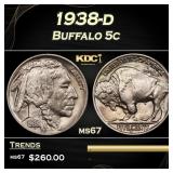 1938-d Buffalo Nickel 5c ms67 SEGS