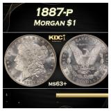 1887-p Morgan Dollar $1 Grades ms63+