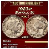 1923-p Buffalo Nickel 5c ms66+ SEGS