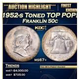 1952-s Franklin Half Dollar Toned TOP POP! 50c ms6