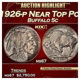 1926-p Buffalo Nickel Near Top Pop 5c ms67 SEGS