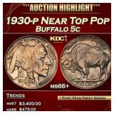 1930-p Buffalo Nickel Near Top Pop 5c ms66+ SEGS