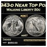 1943-d Walking Liberty Half Dollar Near Top Pop 50